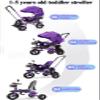 5 in 1 Toddler Stroller pram with Canopy,Toddler trikes Buggies with Shock Spring,Reclining Swivel seat with Belt and guardrail,Parent Steering Tricycle with pushrod,Rear Wheel with Double Brakes (bl view 2