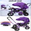 5 in 1 Toddler Stroller pram with Canopy,Toddler trikes Buggies with Shock Spring,Reclining Swivel seat with Belt and guardrail,Parent Steering Tricycle with pushrod,Rear Wheel with Double Brakes (bl view 3
