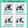 4 in 1 Kids Trike for 2-5 Years Old,Kids Tricycle with Parent Handle and Awning,Toddler tricycles with Swivel seat,guardrail and seat Belt,Rear Wheel with Double Brakes,Toddler Strollers (red with aw view 2