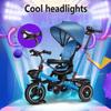 Folding Toddler Buggies Tricycle for Age 1-5,Kids Trike with Removable canpoy and Parent Push Handle,4 in 1 Toddler Stroller Trolley,180 Swivel seat,Titanium Wheel,Rear Wheel Dual Brakes (Yellow tit view 3