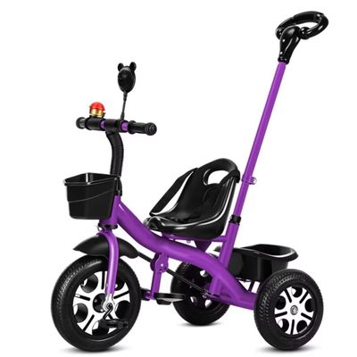 iumLeap Kids Tricycle for Age 2-5,Toddler Stroller with Parent Push Handle,2 in 1 Trolley Trike,3 Wheelers for Boys and Girls,Adjustable seat with Belt,wear-Resistant Foam Wheel (Purple Foam Wheel)