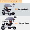 3 in 1 Toddler Stroller pram and Pedal tricycles,Kids trikes with Detachable Parent Handle and guardrail,Parent Steering Trolley with Headlight for 1.5-5 Years Old,Rear Wheel Double Brakes (white gre view 2
