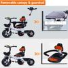 3 in 1 Toddler Stroller pram and Pedal tricycles,Kids trikes with Detachable Parent Handle and guardrail,Parent Steering Trolley with Headlight for 1.5-5 Years Old,Rear Wheel Double Brakes (white gre view 3