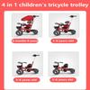 4 in 1 Toddlers Strollers pram for Age 10 Months to 5 Years Old,reversible seat kids trikes with parent push handle and canopy,3-Wheels Ride-on tricycles,kids trolley cart with headlight (Red titaniu view 2