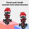 4 in 1 Toddlers Strollers pram for Age 10 Months to 5 Years Old,reversible seat kids trikes with parent push handle and canopy,3-Wheels Ride-on tricycles,kids trolley cart with headlight (Red titaniu view 4