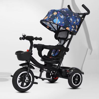 4 in 1 Toddlers Strollers pram for Age 18 Months to 5 Years Old,Kids trikes with Canopy and Parent Handle,Stable 3-Wheels Ride-on tricycles,Foam Wheel/Titanium Wheel (astronaut titanium wheel)