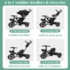 4 in 1 Toddlers Strollers pram for Age 18 Months to 5 Years Old,Kids trikes with Canopy and Parent Handle,Stable 3-Wheels Ride-on tricycles,Foam Wheel/Titanium Wheel (astronaut titanium wheel) view 2