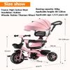 5 in 1 Toddler Stroller pram with Canopy and Parent Handle,Toddler Buggies with Swivel seat,high Back seat with guardrail,Parent Steering Tricycle,Rear Wheel with Double Brakes (Green with canopy) view 3
