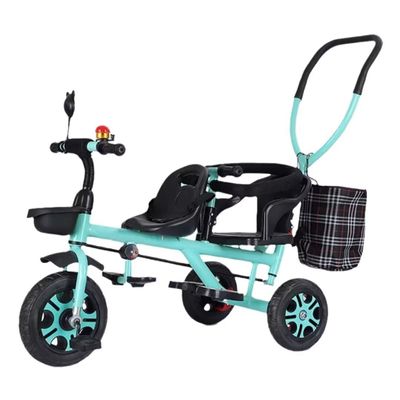 iumLeap Toddler Push Trike with Parent Handle,Children's Stroller with Rear seat for Twins 2-5 Years Old,Riding Pedal tricycles with Rear Bag,Rear Wheel with Foot Brakes (Green)