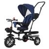 Folding Toddler Stroller Buggies for 1.5-5 Years,Swivel seat with Reclining backrest,Toddler tricycles with Parent Handle,Canopy,guardrail,Toddler trikes with Titanium Wheel and Headlight (blue canop view 1