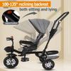 Folding Toddler Stroller Buggies for 1.5-5 Years,Swivel seat with Reclining backrest,Toddler tricycles with Parent Handle,Canopy,guardrail,Toddler trikes with Titanium Wheel and Headlight (blue canop view 4