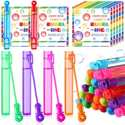 VercanMonth 24 End of Year Gift Bulk Mini Bubble Wands with Gift Cards, Bubble Set with Summer Tags and Ribbons for Prizes Party Supplies(Rose)