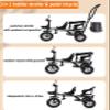Toddler Push Trike with Parent Handle,Children's Stroller with Rear seat for 2-5 Years Old,Riding Pedal tricycles with Rear Bag,Rear Wheel with Foot Brakes (Black) view 3