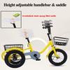 12inch Toddler Tricycle for 3-6 Years Old,Cargo Tricycle with Rear Steel Basket,3 Wheels Pedal Cruiser Trike,Sensitive Front Wheel Brake,Saddle/Handlebar Height Adjustable,Widen Wheel (Yellow 12inch) view 2