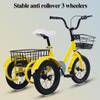 12inch Toddler Tricycle for 3-6 Years Old,Cargo Tricycle with Rear Steel Basket,3 Wheels Pedal Cruiser Trike,Sensitive Front Wheel Brake,Saddle/Handlebar Height Adjustable,Widen Wheel (Yellow 12inch) view 4