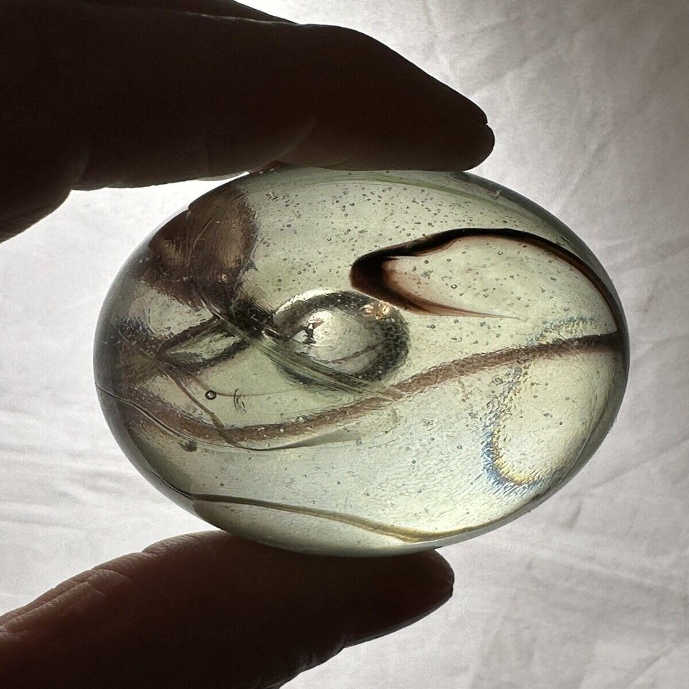 Toe Breaker 50mm (2") Polar Bear Brown/White Wire Pull Marbles Glass