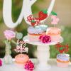 Keaziu 24Pack Red Strawberry Cupcake Toppers Pink Berry 1st Birthday Cupcake Picks for Strawberry Baby Shower Kids First Birthday Cake Decors Sweet One Cupcake Decoration Supplies view 4