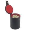 Cyber-Deals Set of (6) 16mm Pearlized Dice D6 Rounded Corners Bone Tone with Black Circle-in-Circle Design Pips + PU Leather Felt Lined Dice Cup with Storage Compartment Bundle (Red Lining) view 2