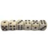 Cyber-Deals Set of (6) 16mm Pearlized Dice D6 Rounded Corners Bone Tone with Black Circle-in-Circle Design Pips + PU Leather Felt Lined Dice Cup with Storage Compartment Bundle (Red Lining) view 3