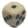 Cyber-Deals Set of (6) 16mm Pearlized Dice D6 Rounded Corners Bone Tone with Black Circle-in-Circle Design Pips + PU Leather Felt Lined Dice Cup with Storage Compartment Bundle (Red Lining) view 4