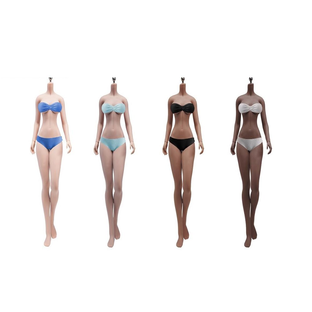 1/6 Scale Female Body,12inch Super Flexible Female Large Bust Anime Tall Seamless Action Figure Body Collectible (S50D Black Skin with Undetachable Feet)