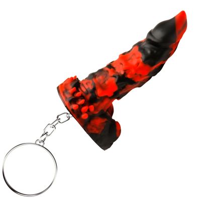 CREATURE COCKS Fire Demon Silicone Keychain for Beginners, Men, Women, & Couples. Fun and Cute Mini Fantasy Dong. Nickel-Free Metal and Premium Silicone. Flag Your Fetish. 1 Piece, Red and Black.