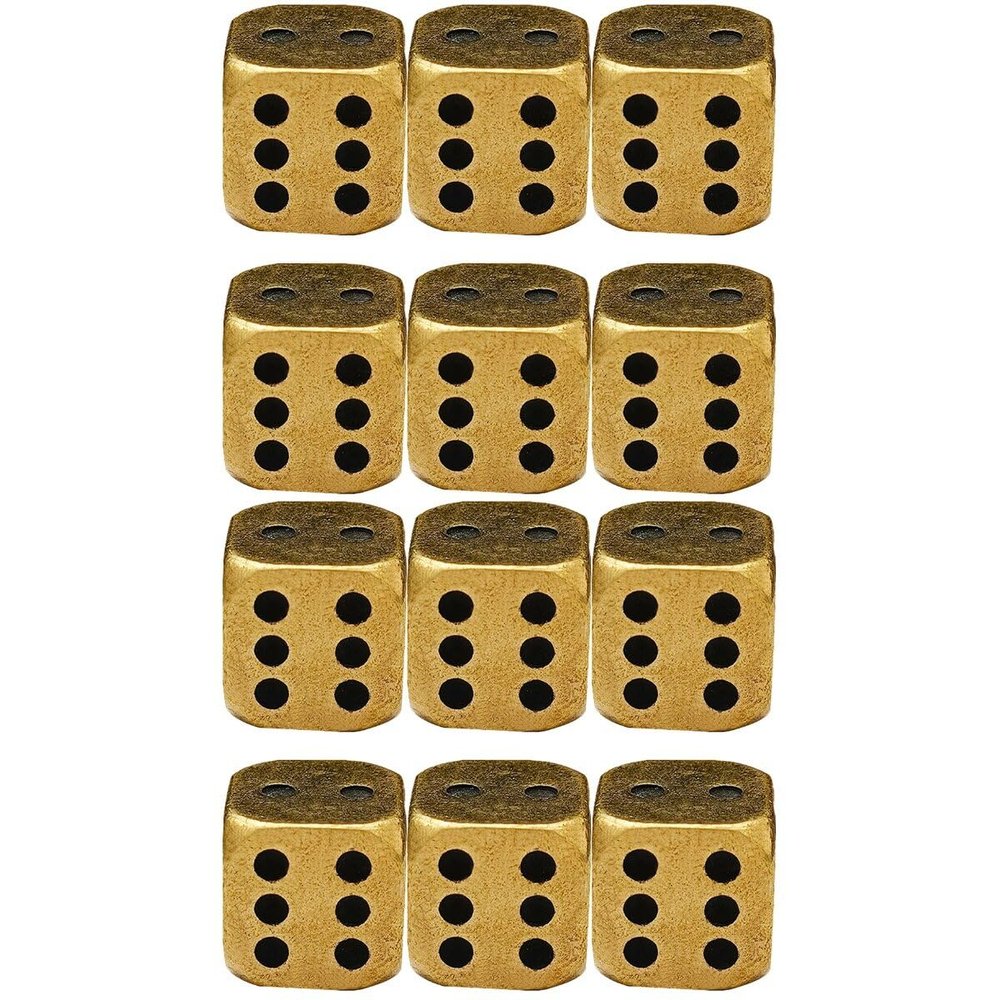 Totority Brass Dice Set 12 Pcs Vintage Metal Dice for Games DIY Party Fun and Gathering Entertainment Accessories