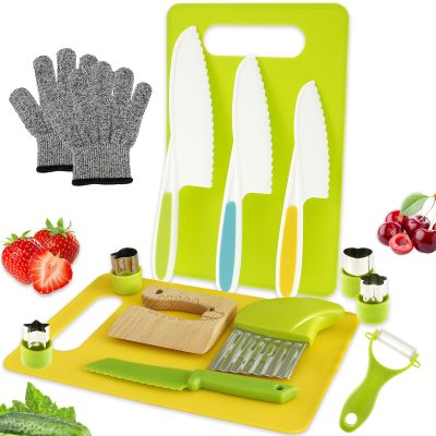 14Pcs Kids Cooking Kitchen Set Reusable Plastic Kids Cooking Cutter Set Toddler Kitchen Cutter Set for Kids Boys Girls (A)