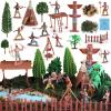 44 PCS Native American Indians Figures Toys Set, Plastic Figurine Toys Includes Indian Figurines, Trees, Moss, Sand, Stones for Kids Historical Education School Project Decoration Birthday Halloween view 1