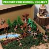 44 PCS Native American Indians Figures Toys Set, Plastic Figurine Toys Includes Indian Figurines, Trees, Moss, Sand, Stones for Kids Historical Education School Project Decoration Birthday Halloween view 3