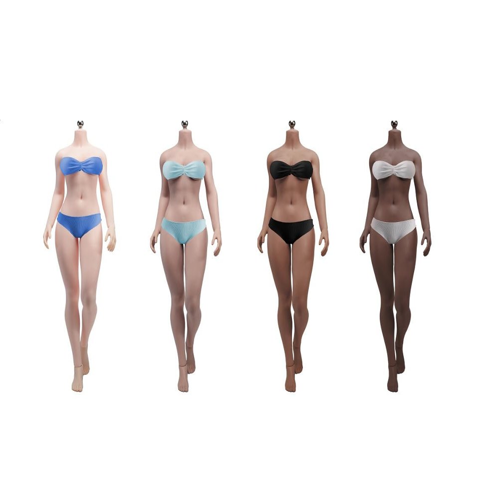 1/6 Scale Female Body,12inch Super Flexible European and American Body Types with Detachable Feet TBLeague Seamless Large Bust Action Figure Body (S53B Black Skin No Head)