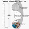 100 PCS Silver Mardi Gras Beads, 30.5" Silver Oval Christmas Beads Necklaces, Metallic Patriotic Beads Necklaces, Parade Throws Accessories for Christmas Independence Day Wedding Birthday Party view 2