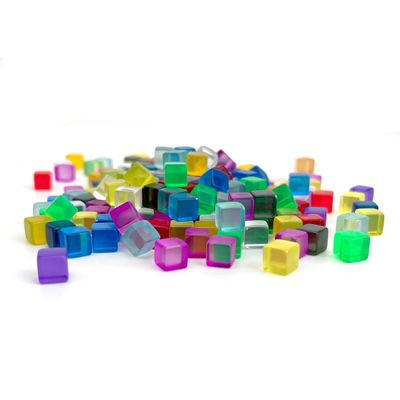 200PCS 8mm/0.3" D6 Blank Dices Set, Clear Square Corner Small Mini Standard Multi-Colored Colorful Trash 6-Sided Cube Bulk Pack Bag for Easter Educational DIY Board Game Role Playing Group Activities
