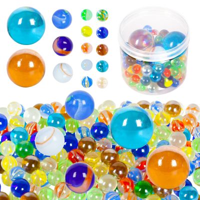 ShellKingdom 100PCS Glass Marbles, 4 Sizes Assorted Colors for Marbles Games, Perfect for Crafts, Games, Home Decoration for Aquarium/Vase/Fish Tank/Plant Decor
