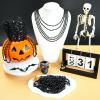 100 PCS Black Bead Necklace, Halloween Black Bead Necklaces, Mardi Gras Oval Beads, 30.5" Metallic Beaded Party Necklaces for Halloween Mardi Gras Parade Throws Wedding Birthday New Year Party Favors view 3