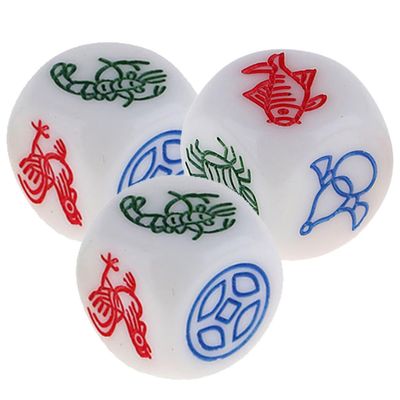 3Pcs Resin Food Dice for Chinese Gambling Games - Fish Prawn Shrimp Chicken Calabash Party Game Props
