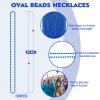 100 PCS Blue Bead Necklace, Blue Mardi Gras Christmas Oval Beads, 30.5" 4th of July Patriotic Beads Necklaces, Parade Throw Accessories for Independence Day Mardi Gras Hanukkah Pirate Theme Party view 2