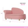 Barbie x volur Dream in Pink Kids Chaise Lounge, Soft Upholstered Seat with Raised Backrest, Gold-Tone Legs and Hidden Storage, Cozy Playroom and Bedroom Seating, ASTM Certified  Pink view 3