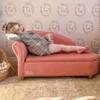 Barbie x volur Dream in Pink Kids Chaise Lounge, Soft Upholstered Seat with Raised Backrest, Gold-Tone Legs and Hidden Storage, Cozy Playroom and Bedroom Seating, ASTM Certified  Pink view 4