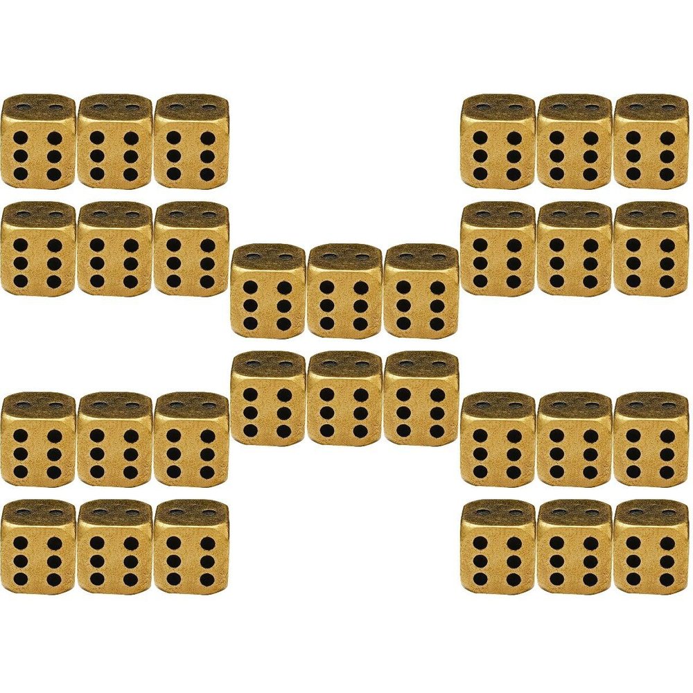 30pcs Sided Brass Dice Game Playing Props for Board Gaming Math Teaching and Role Playing Parties Camping and Family Gatherings
