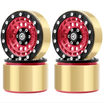 OGRC 1.9 Beadlock Wheel RC Crawler Wheels with Brass Ring 1.9" Wheels for Axial SCX10 TRX4 VS4-10 Gen8 MST CFX 1/10 RC Crawler Upgrade (Red)