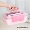 Huniupore Hair Accessories Organizer for Girls Headbands, Clips, Ties Baby Girl Supplies, Lockable Three-layer Folding Craft Organizers and Storage Plastic Jewelry Box,10.8 * 5.9 * 5.7in (Pink) view 4