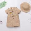 Wild One Birthday Outfit Girl Short Sleeve Khaki Safari Jumpsuit with Safari Hat Baby Safari Outfit Zookeeper Jungle Safari theme Photo Shoot Outfits Khaki 18-24 Months view 2