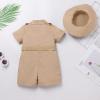 Wild One Birthday Outfit Girl Short Sleeve Khaki Safari Jumpsuit with Safari Hat Baby Safari Outfit Zookeeper Jungle Safari theme Photo Shoot Outfits Khaki 18-24 Months view 3
