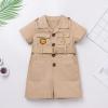 Wild One Birthday Outfit Girl Short Sleeve Khaki Safari Jumpsuit with Safari Hat Baby Safari Outfit Zookeeper Jungle Safari theme Photo Shoot Outfits Khaki 18-24 Months view 4