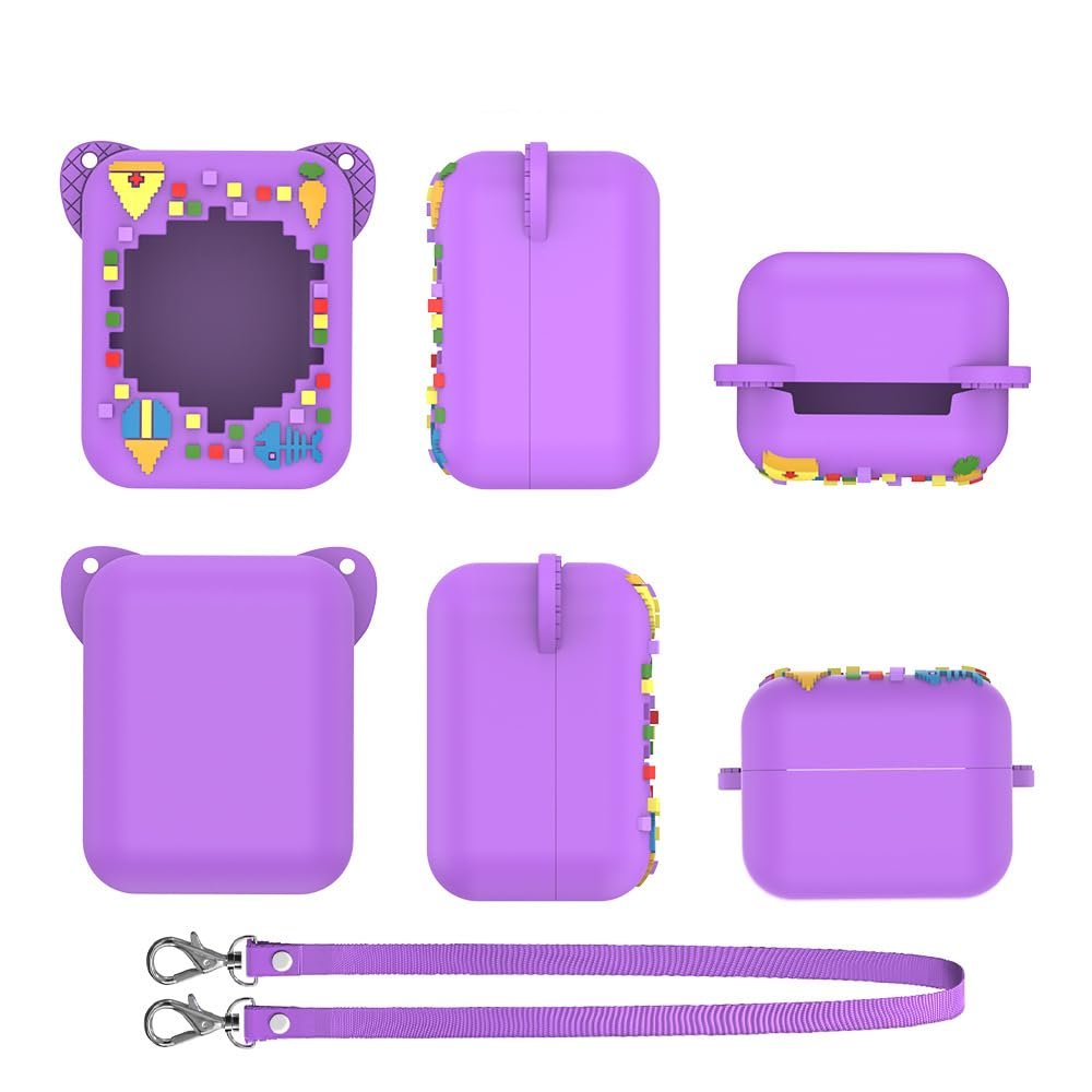 Silicone Cover Case for Bitzee, Silicone Protective Skin Holder with Lanyard, Protective Case (Purple)
