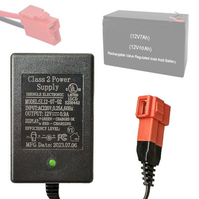 12 Volt Battery Charger for Ride On Toys,UL Listed Manufacturer Original Charger,12V Electric Car Riding Toy Battery Power Adapter Square Plug-SL12V 0.9A