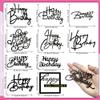 10 PCS Black Happy Birthday Acrylic Cake Toppers Mirrored Side Cake Decorations Inserts 10 Styles view 2