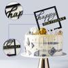 10 PCS Black Happy Birthday Acrylic Cake Toppers Mirrored Side Cake Decorations Inserts 10 Styles view 4