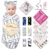 Personalized Baby Swaddle Blanket for Boys Girls Custom Baby Blankets with Name Bow Headband and Hat Set Customized Swaddles Gift for Newborns Whiteelephant view 1